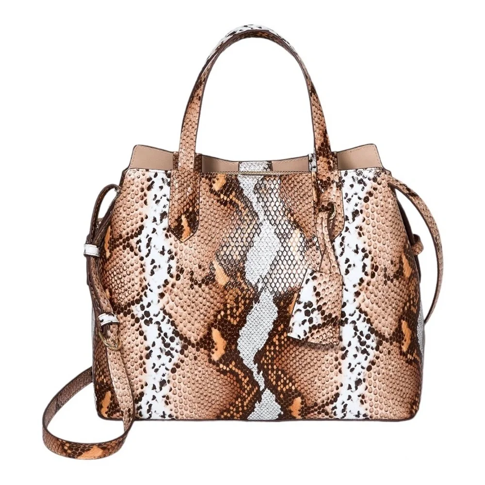A New Day Snakeskin Print Triple Compartment Satchel Handbag